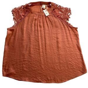 FORGOTTEN GRACE WOMEN’S 3X Solid Crochet Short Sleeve Top - BLUSH COLOR